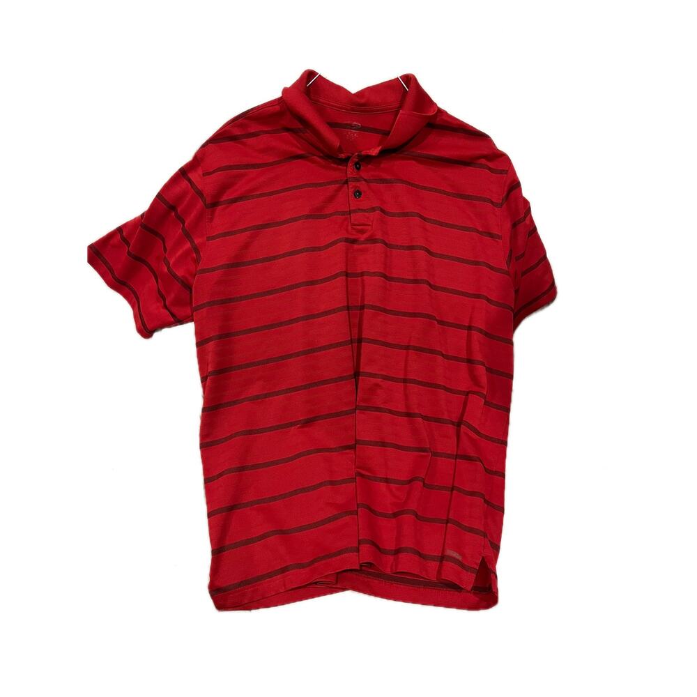 Red w Black Stripes Golf Polo Shirt Mens 2XL
